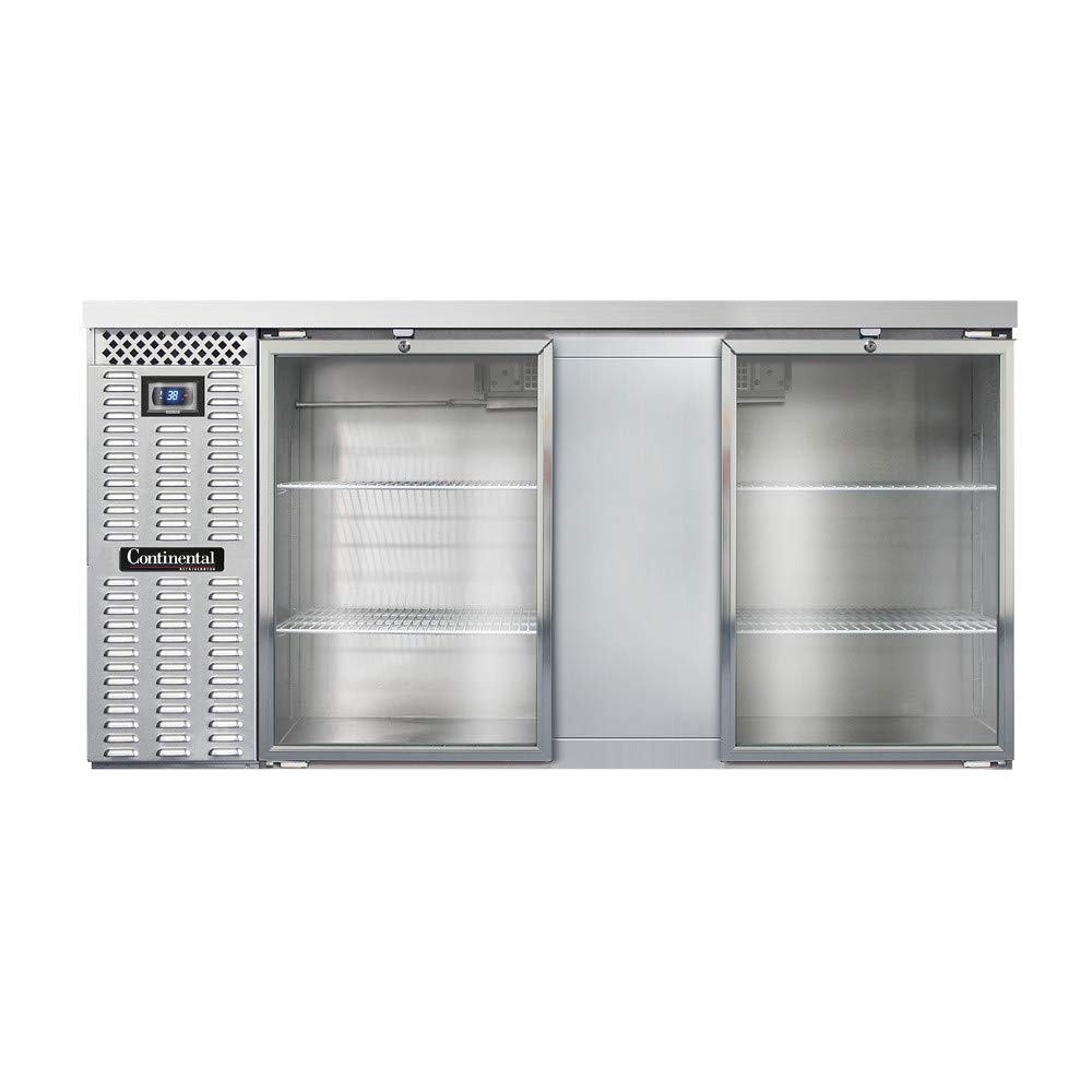 BBC69-SS-GD Two Section Glass Door Refrigerated Back Bar Cooler by Continental Refrigerator – Commercial Grade