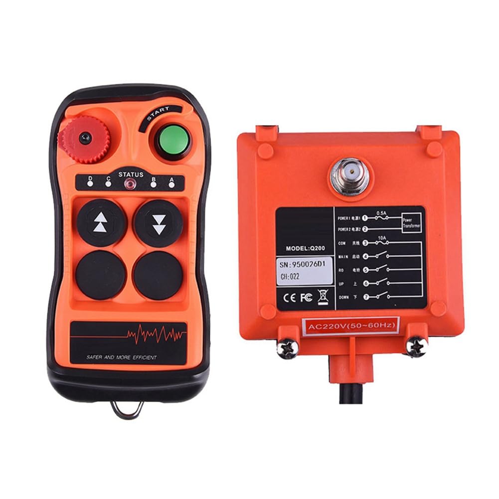 Q200 - Mando a distancia industrial (2 botones, impermeable, IP65, controlador sin para grúa industrial AC-DC 12-24 V)