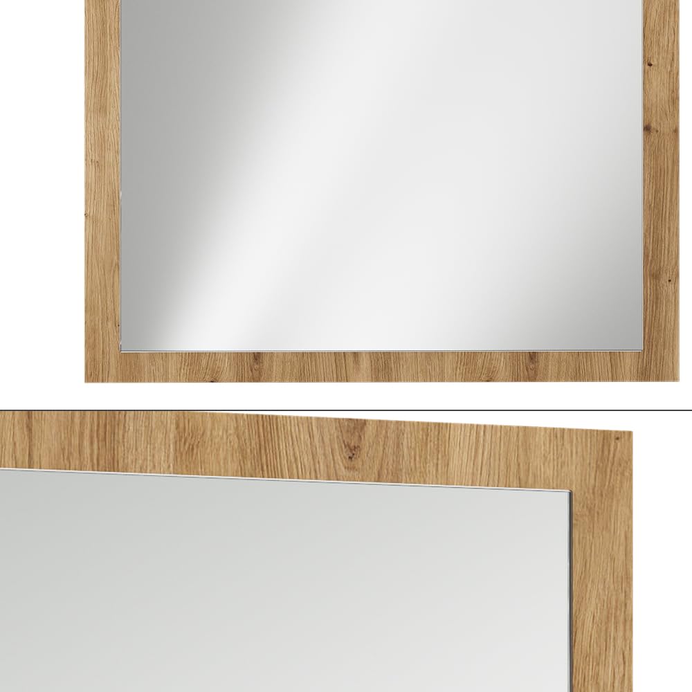 Vicco Espejo de Pared Selena, Roble Artesanal, 70 x 55 cm | apto para montaje en pared para una instalación que ahorra espacio