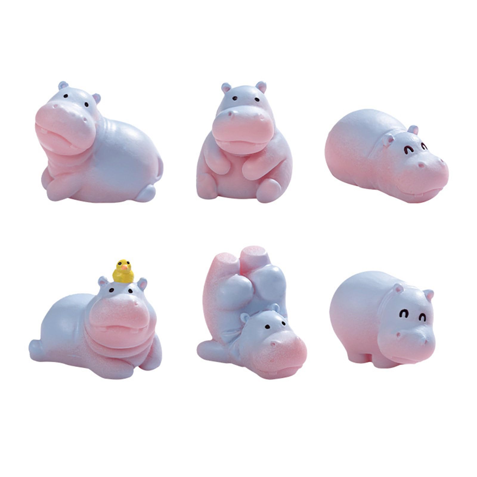 CUNZJIA Pack of 6 Hippo Miniature Figurines Resins Statues for Garden Landscape and Bonsais Plant Pots Decoration Ornaments
