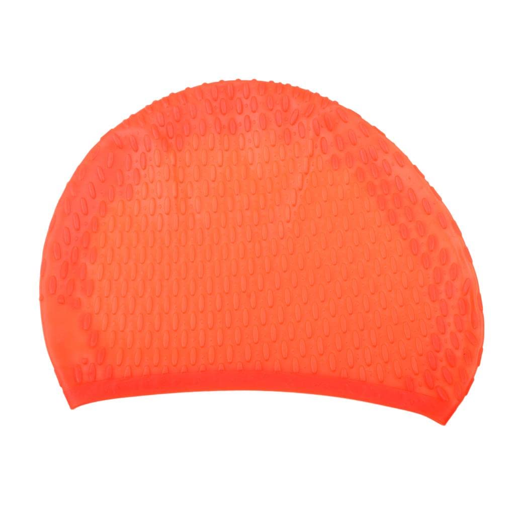 Ubersweet® Adult Sports Silicone Textured Bubble Swim Cap Swimming Pool Hat Orange (54021489JEL)-image-1