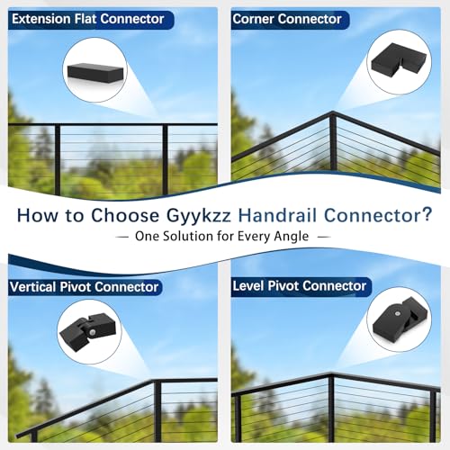 Image of 10 Pack Black Extension Connector for Stainless Steel Flat Handrail