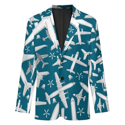 Plane Pattern Aircraft Airplane Jet Mens Blazer Suit Jacket Lightweight Slim Fit Casual Coat4