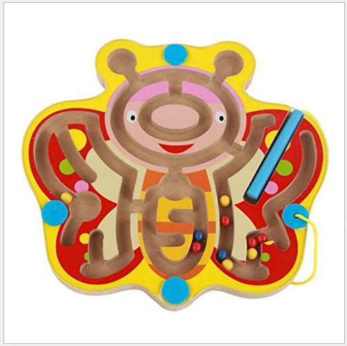 FunnyGoo Mini Bolígrafo Conducción Laberinto de Madera Laberinto Imán para Niños de 3 Años en adelante Navidad Mariposa
