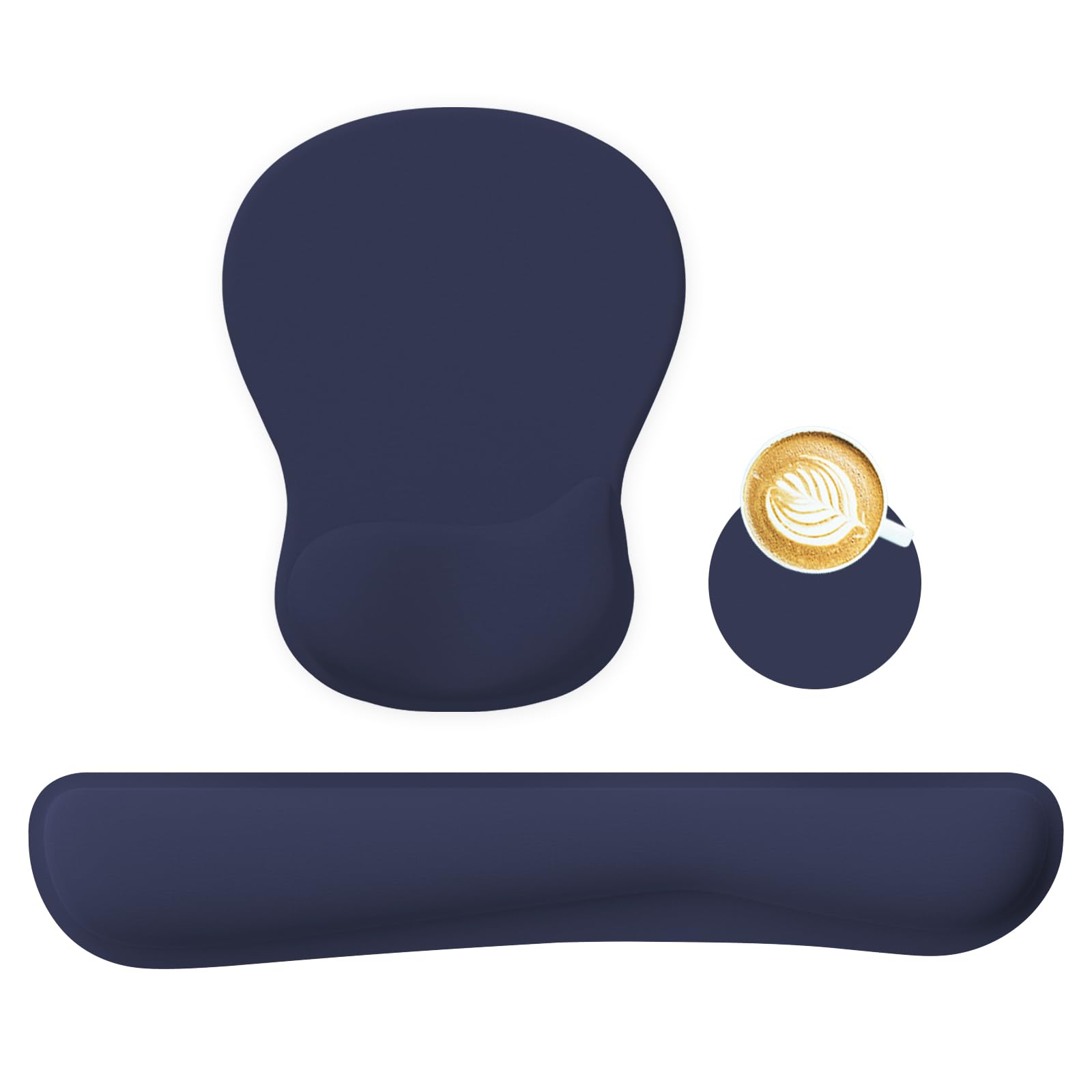 RICHEN Wrist Rest Support for Mouse Pad Keyboard Set with Coaster Concave Curved Memory Foam Non-Slip Base Pain