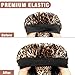 2Pcs Bonnets for Black Women Braid Bonnet, Large Long Satin Bonnet for Braids, Silk Bonnet with Stretchy Tie Band Sleep Cap Hair (2Pcs-Black&Leopard)