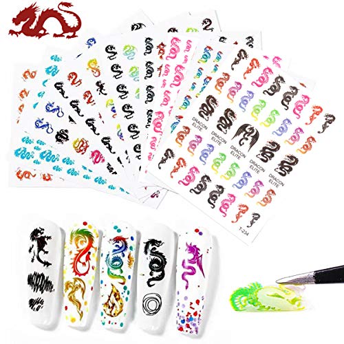 10 Sheets Dragon Nail Stickers for Women Colourful DIY Self Adhesive 3D Nail Art Decals for Women Nail Art Decor