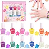ALIKOSSTOR Kids Nail Polish - Glitter Nail Polish Set for Girls, 10 Sparkle Colors Quick Dry Non-Toxic Peel Off Water Based Nail Polish Toys Kit Gift for Toddler Teen