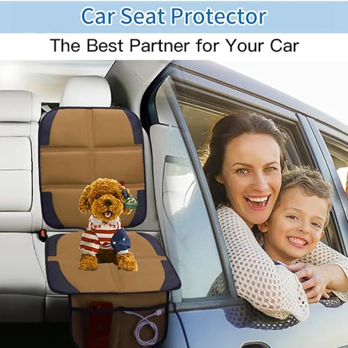 Image of Car Seat Protector for Child Car Seat, 2 Pack Baby Car Seat Covers with Mesh Pockets & Non-Slip Backing 600D Durable Seat Protector