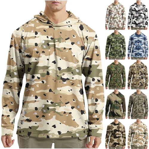 Sun Shirts for Men Long Sleeve UPF 50+ Sun Protection Hoodies Casual Camo Outdoor UV Shirts Quick Drying Fishing Shirt