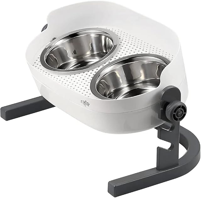 ALL FOR PAWS 3 In 1 Elevated Double Dinner, (44x26x19CM), Raised Pet Bowls for Cats and Dogs Adjustable Elevated Feeder Bowls, Good for Pets'Digestion and Joints(S)