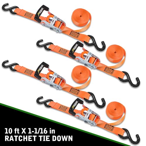 XSTRAP Standard Ratchet Tie Down Straps (4-Pack) - 1in x 10ft, Orange by XSTRAP STANDARD - Used condition - Image 7