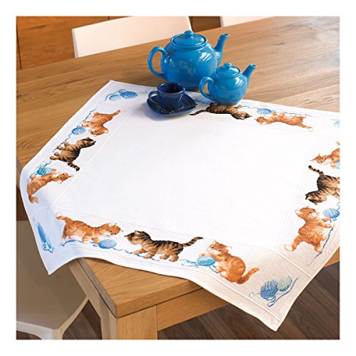 Vervaco Playful Kittens Tablecloth, 80 x 80cm Cross Stitch Kit