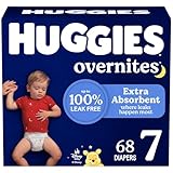 Huggies Size 7 Overnites Baby Diapers: Overnight Diapers, Size 7 (41+ lbs), 68 Ct (2 Packs of 34), Packaging May Vary