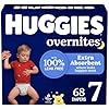 Huggies Pañales Overnites para bebé talla 7: pañales nocturnos, tamaño 7 (41+ libras), 68 unidades (2 paquetes de 34), el embalaje puede variar