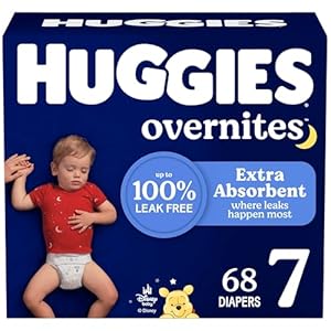 Huggies Pañales Overnites para bebé talla 7: pañales nocturnos, tamaño 7 (41+ libras), 68 unidades (2 paquetes de 34), el embalaje puede variar