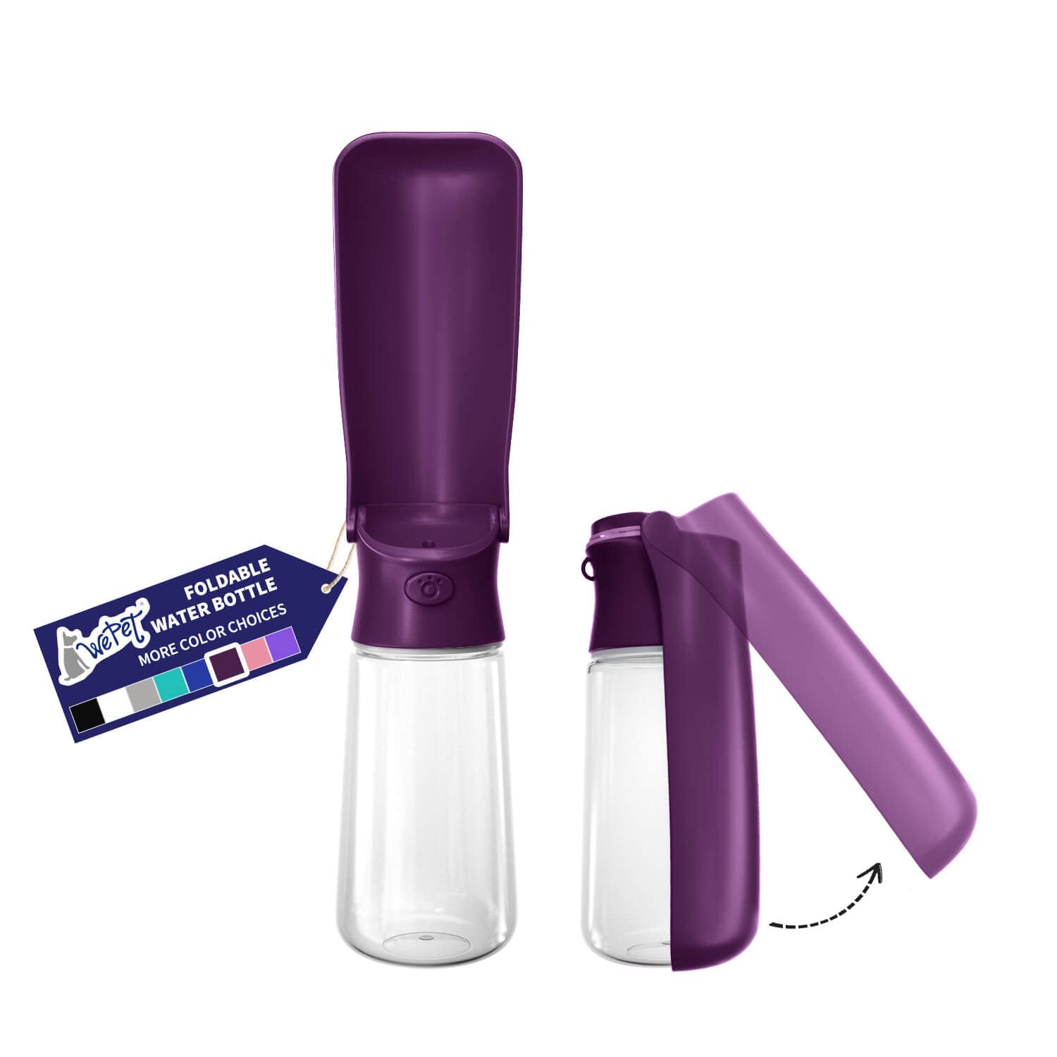 WePet Foldable Portable Dog Water Bottle Puppy Water Dispenser with Drinking Feeder, 19 OZ, High-Temperature Resistant Leak Proof for Pets Outdoor Walking, Hiking, Travel, Food Grade Plastic BPA Free