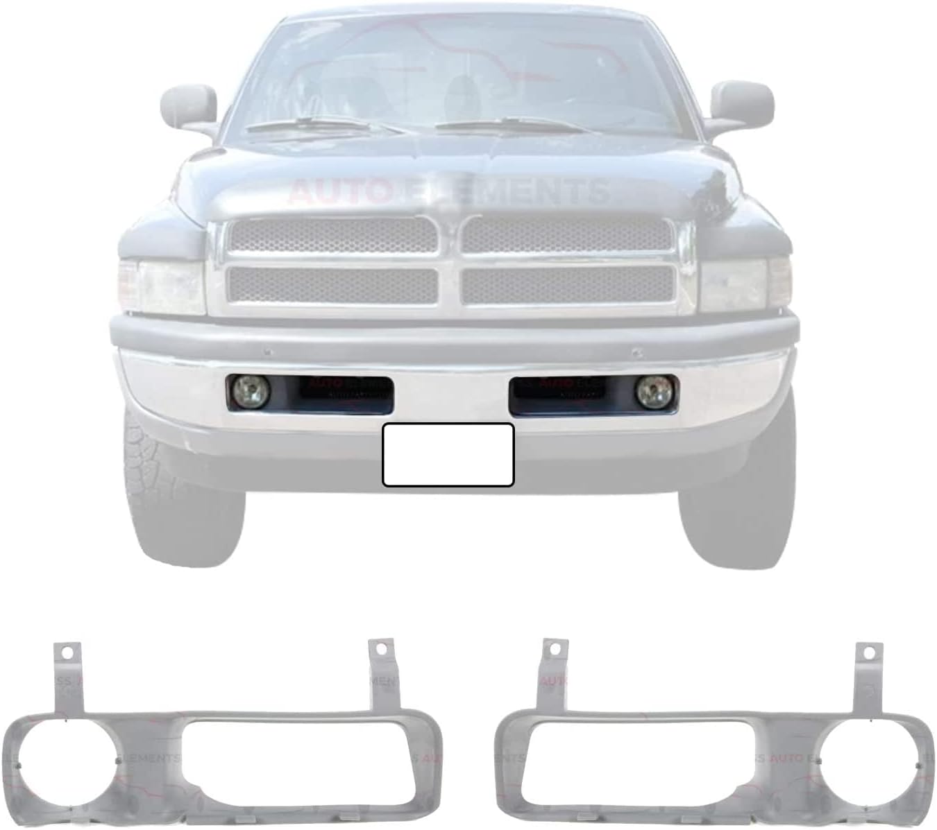 Front Bumper Sight Shield Fog Light Trim Bezels Set of 2 For 1994-2001 Dodge Ram 1500/1994-2002 Ram 2500 3500 / For Models WITH Fog Lights