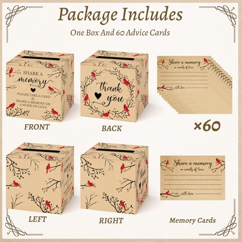 Libro de invitados de madera para funeral con caja de tarjetas 5
