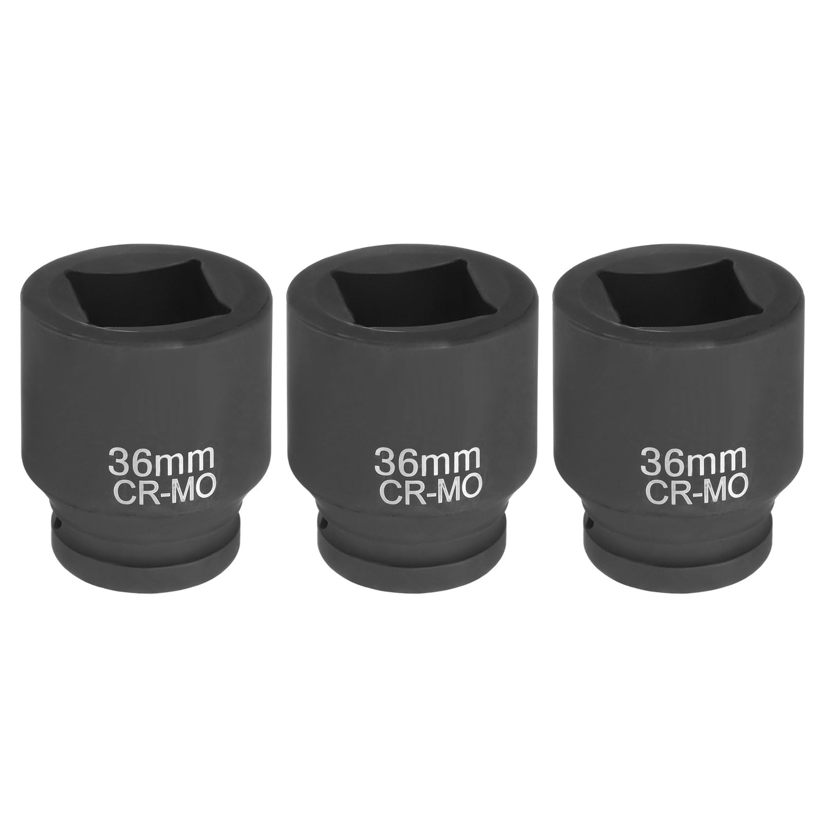sourcing map 3 llaves de vaso cuadradas de 4 puntos de 1 pulgada, 36 mm, llave de impacto cuadrada métrica CR-MO, herramienta de manga neumática estándar para reparación de automóviles, mantenimiento