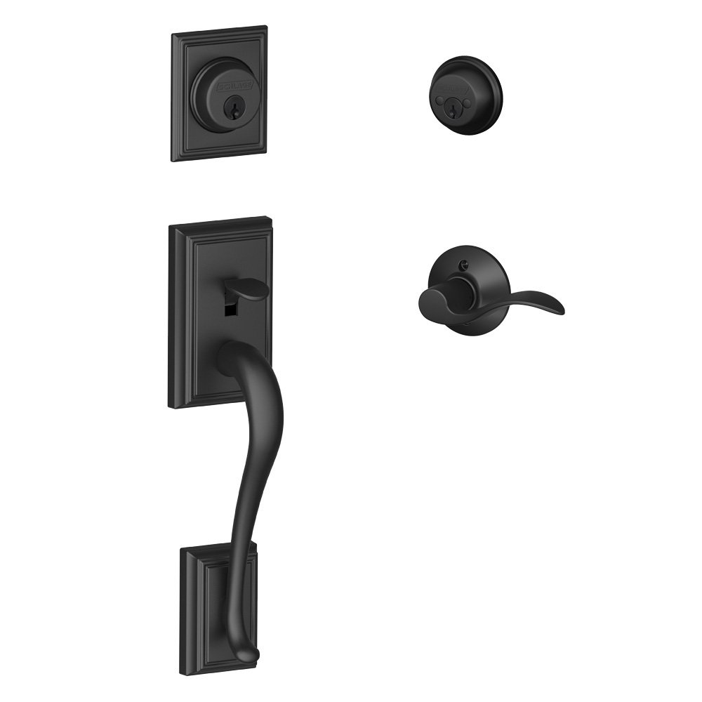 Schlage F62 Add Acc Lh 622 Addison Double Cylinder Handleset, Matte Black