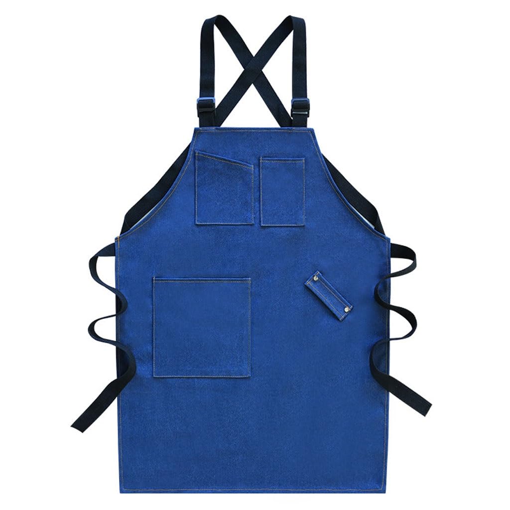 TEESONG Delantal de Chef Delantal de Lona Coreano for café, té de la Leche, barbería, Jardinero, Pintura artística, Ropa de Trabajo Gruesa for Hombres y Mujeres Delantales para Hombres(B)