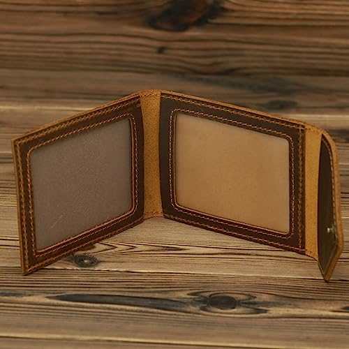 Genuine Leather Wallet for Men Vintage Bifold Money Clip Holder (Coffee)2