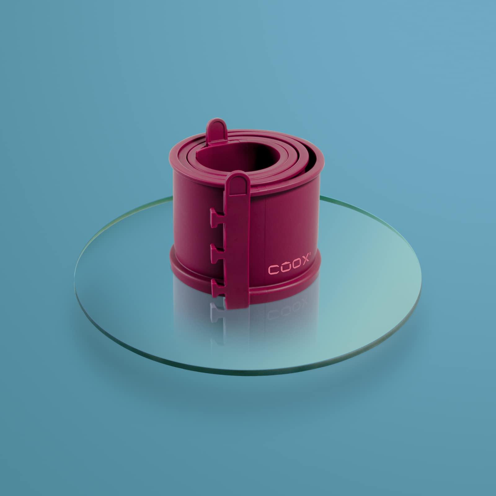 coox Molde desmontable con fondo de cristal de 18 cm en color rojo oscuro, hornear y servir directamente en la placa de cristal, no es necesario trasladar