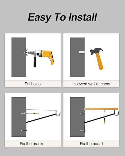 Miniatura 6 de Paquete de 4 soportes de barra de armario resistentes, soportes de estante de armario montados en la pared, soportes de estante de armario de metal