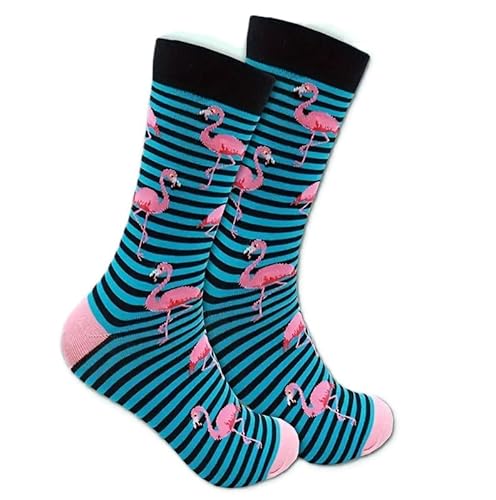 4Trails Men Funny Flamingo Patterned Gift Socks, Pink And Green All Seasons UK 7.5-12 Cartoon