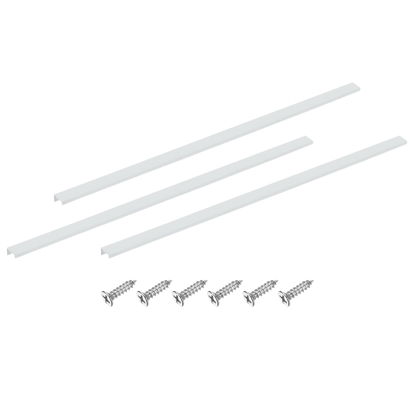 sourcing map Cabinet Finger Edge Pull, 3pcs 800mm / 31.5" Aluminum Alloy Back Mount Hidden Cabinet Pulls Concealed Handle for Home Kitchen Drawer Cabinet, White