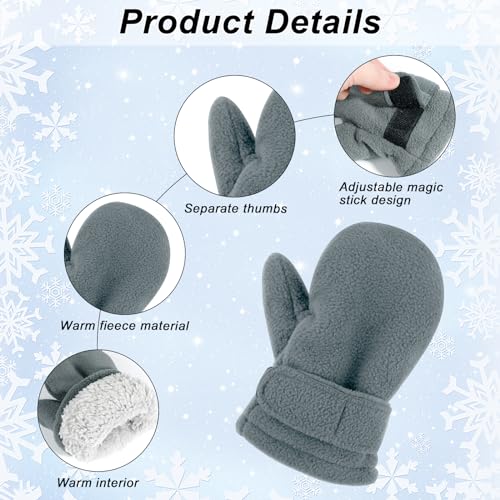 ONESING 2 Pairs Toddler Mittens Gloves Fleece Lined Fuzzy Mittens Gloves Winter Warm Mitten for Baby Boys and Girls Unisex2