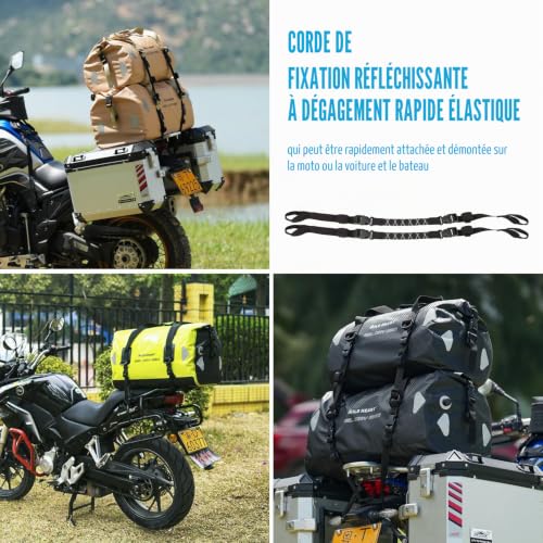 WILD HEART – Sac de Sport étanche avec Coutures soudées pour Kayak, Camping, Bateau ou Moto Sac de Voyage étanche PVC500D avec Sangle et Poche intérieure 40L 66L 100L – vue 6