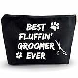 Kwtzkuo Dog Groomer Grooming Cosmetic Zipper Bag - Black Gift for Dog Lovers, Salon Gifts, Pet Groomer Tool Kit