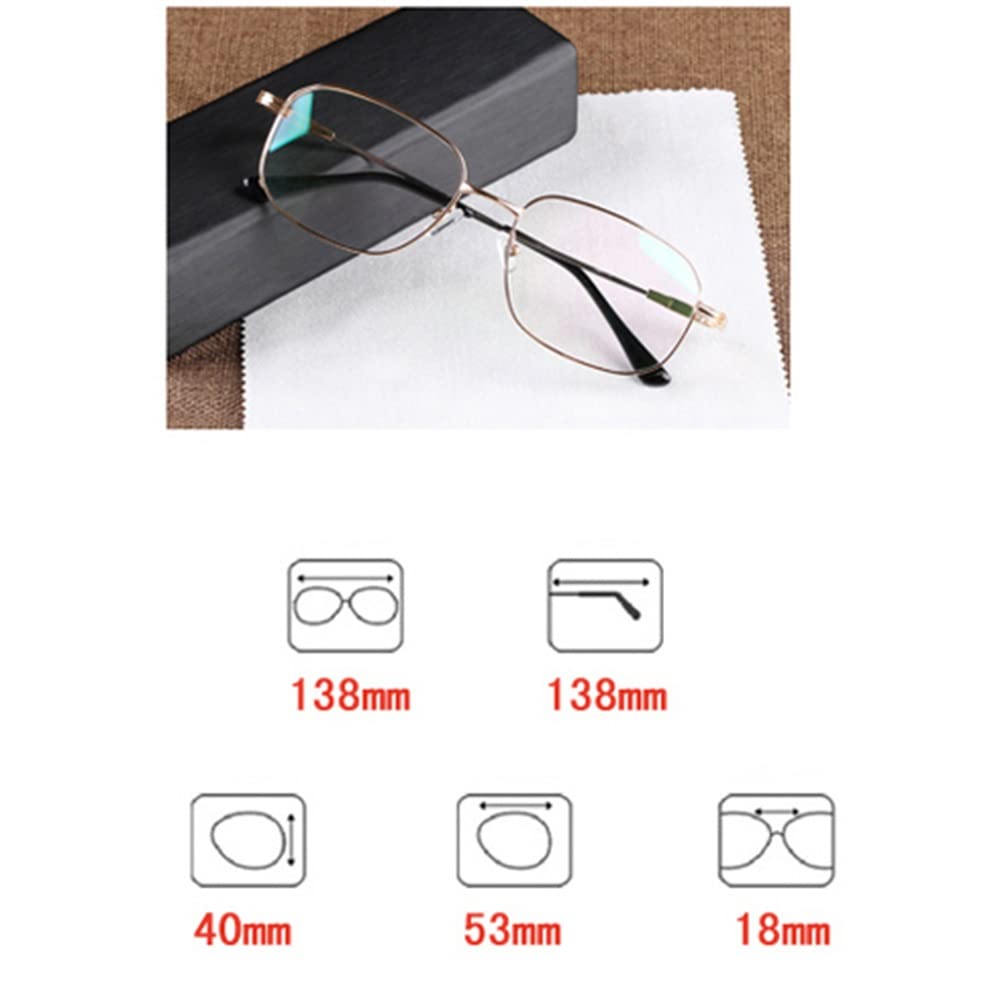 FREAZE 1.5 1.75 Metallrahmen Brille Unisex Groß Rahmen Lesebrille Mode Computer Brille Augenschutz Lesehilfe Brille Anti-Augenbelastung (Color : Black, Size : 2.0X)