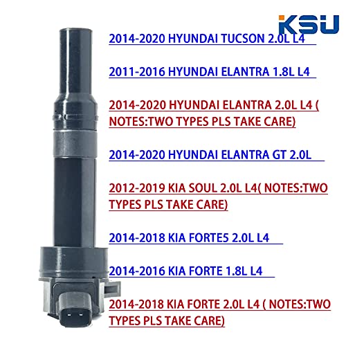 Image of Ignition Coil Pack for Kia Soul Forte Hyundai Tucson Elantra 2011-2016 (1.8L 2.0L ONLY) Replacement for UF651 5C1861 C1804 1788511 273002E000(4 pack) | (1.8L 2.0L ONLY) Replacement for UF651 5C1861 C1804 1788511 273002E000(4 pack)