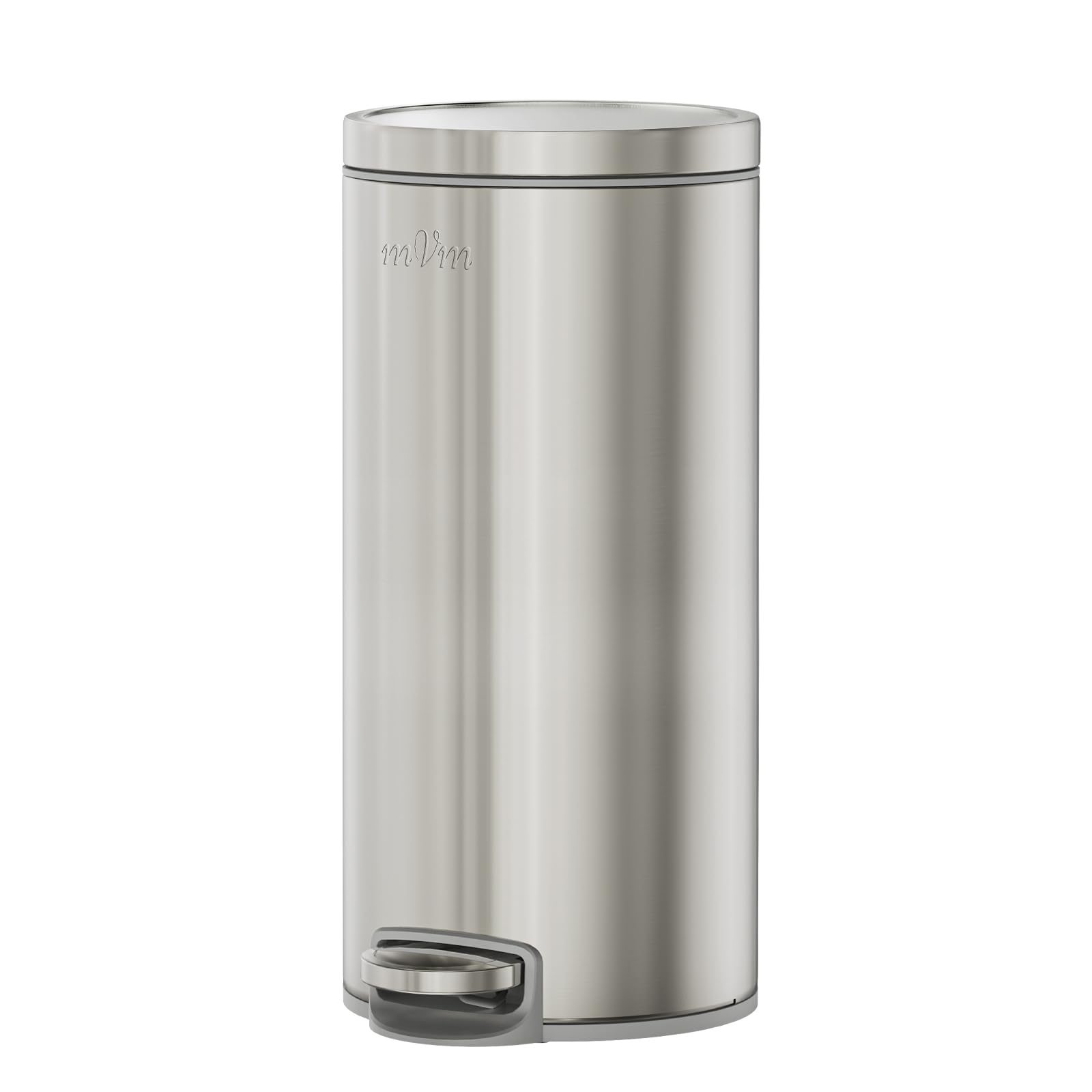 mVm 30L Kitchen Bin, Stainless Steel Pedal Rubbish Bin, Bin with Lid,Silver