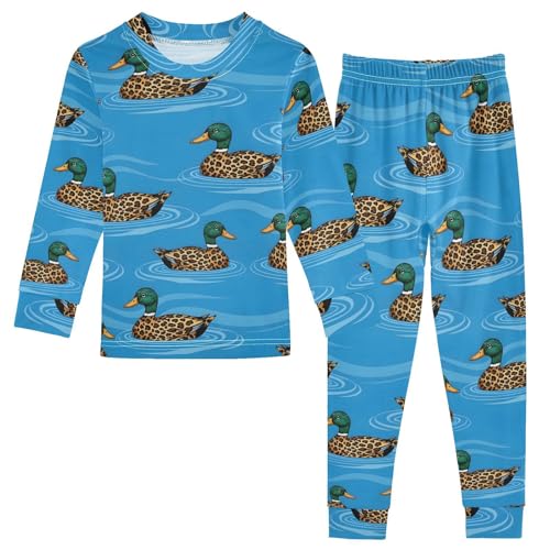 Pajama Sets Long Sleeve Ducks Swimming in Blue Water Soft Comfy Sleepwear 2 Piece PJS 3-8T