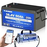 DC HOSUE 36V 50AH Lithium Golf Carts Battery,Lifepo4 Battery with 36V 25A Charger, Built-in 2C 100A Bluetooth BMS, Low Temperature Cut Off for Golf Carts Under 3KW, Trolling Motors, Boat, RVs