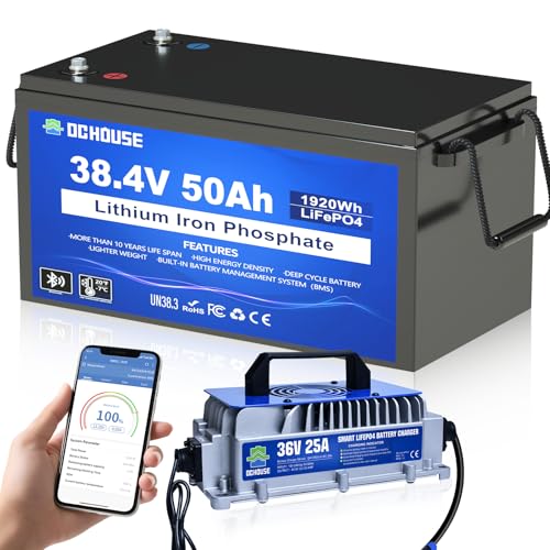 DC HOSUE 36V 50AH Lithium Golf Carts Battery,Lifepo4 Battery with 36V...