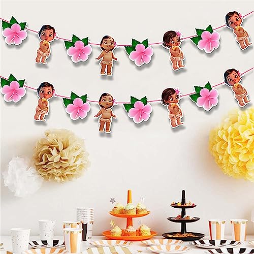 Image of BBY Mna Garland Decoration - Tropical Island Theme Birthday Party Supplies - Colorful Hawaiian Luau Garland for Birthday, Baby Shower, Family Celebration, School Events, and Cartoon Inspired Decor