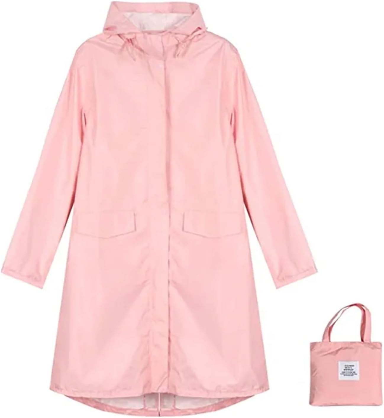 Lightweight Waterproof Raincoat for Men and Women, Long Sleeve, Hooded Windbreaker, Outdoor Rain Poncho Coat, Trench Jacket (Color : Pink, Size : X-Large)
