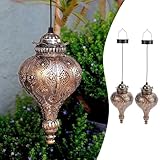 Solar Moroccan Lantern Outdoor Garden Decor(2 Pack) Solar Lanterns Outdoor Waterproof, Lanterns Decorative Outdoor Lights for Patio Pathway Yard Porch Backyard.