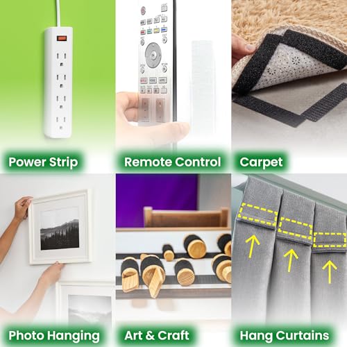 Image of ECOHomes (3 Inch Dots, 16 Sets) Strips with Adhesive for Fabric, White | No Sew, Stick On for Fabric, Sticky Back for Clothes, Curtains, Heavy Duty, Double Sided Hook and Loop Hem Tape Fasteners