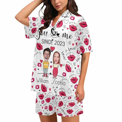 Artsadd Custom Couple Matching Pajamas Set, His and Hers Personalized Photo Pajamas for Women Men4