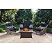 Hanover VEN4PCFP-NVY-TN 4 Piece Ventura Chat Set Outdoor Luxury Recliner, Navy Blue with Stone Top Fire Pit