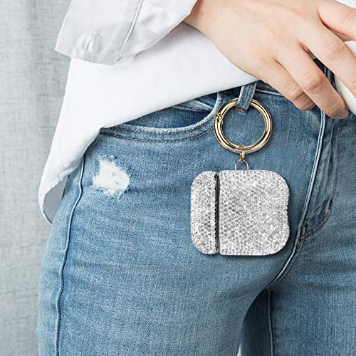 Newseego Compatible With Airpods 1 & 2 Case, Gold Keychain+Anti-Lost Strap+Ear Hooks+Watch Band Holder, Protective Bling Crystal Glitter Shining Diamond Rhinestone Gift Scratch Dropproof-White #TOP5