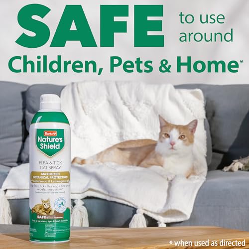 Image of Hartz Nature's Shield Flea & Tick Spray Treatment for Cats with Cedarwood and Lemongrass Oil, 14 Ounces (Pack of 2)