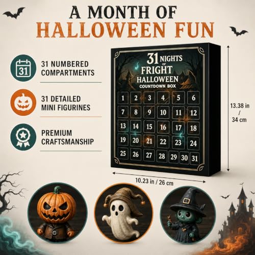 Halloween Advent Calendar 2026, 31 Days of Halloween Countdown Calendar with 31 Mini 3D Spooky Figurines, Surprise Blind Box for Kids Adults, Halloween Decorations, Party Favors and Gifts - image 5