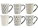 Produktbild H&H - 6er Set Becher, Vhera, Tasse, Mehrzweck, Tischausstattung, Stoneware, verschiedene Dekore, Schwarz und Weiß, 350 cc